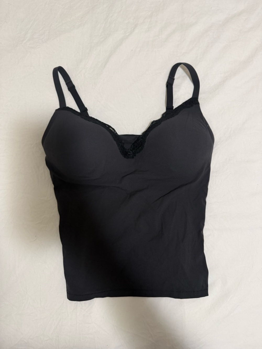 SKIMS Black Lace-Trim Shaping push up cami